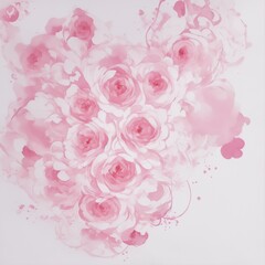 pink roses white background, Generated AI