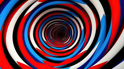 A vibrant and patriotic spiral design in red, white, and blue colors