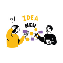 Cartoon Color Teamwork Concept with Characters People Flat Design Style. Vector illustration of Scene Research and Analysis