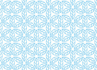 Flower geometric pattern. Seamless vector background. Blue and white ornament