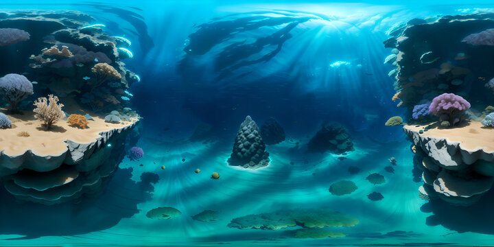 Experience a 360-degree underwater panorama view.