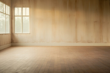 Fototapeta premium Empty room in abandoned house in natural light