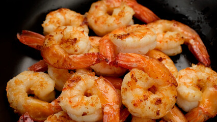 fried shrimps in plate, close up