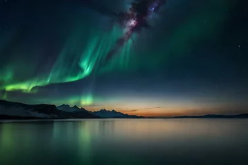 Foto op Plexiglas aurora over the sea © Asaad