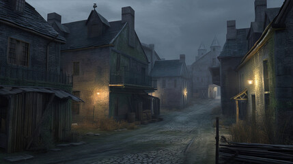 old street in the night created with generative ai