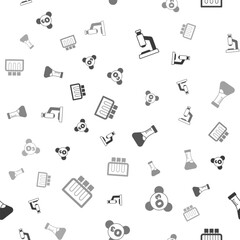 Set Microscope, Ozone, Test tube and on seamless pattern. Vector