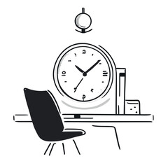 clock in office vector illustration doodle line art