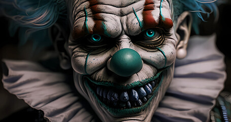 Scary clown for dark abstract art