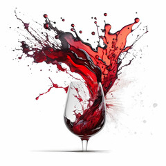 Wine splash in motion on white background for art design