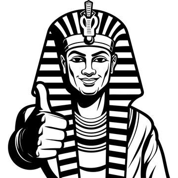 Pharaoh thumbs up ancient egypt black silhouette vector