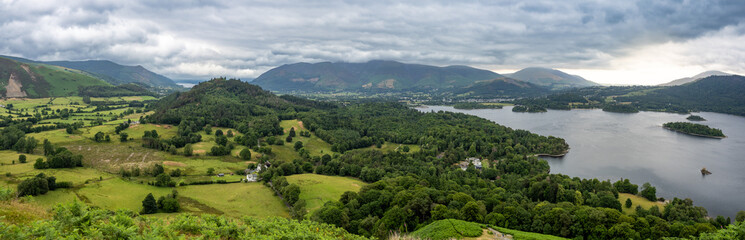 View of Derwentwater lake from Catbells mountain, England