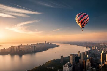 Fototapeta na wymiar hot air balloon at sunrise AI Generated 