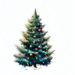 The Christmas Tree's Radiance: Art on White, Generative AI