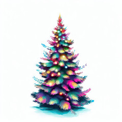 Obraz premium The Christmas Tree's Radiance: Art on White, Generative AI