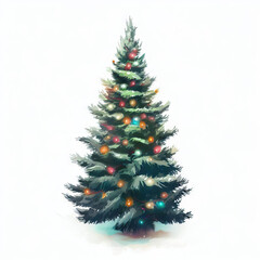 Fototapeta premium The Christmas Tree's Radiance: Art on White, Generative AI