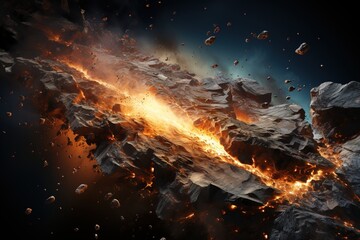 a meteorite slams into the planet's surface, a cosmic cataclysm