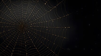 Toile d'araignée sur fond noir, généré par IA
