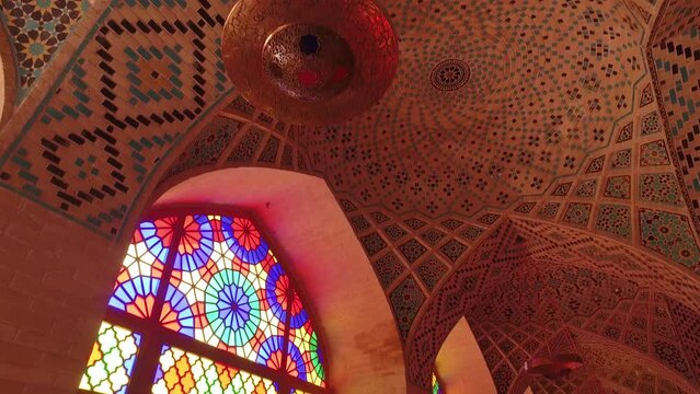 Ceiling Of Nasir Ol Molk Pink Mosque Shiraz Iran