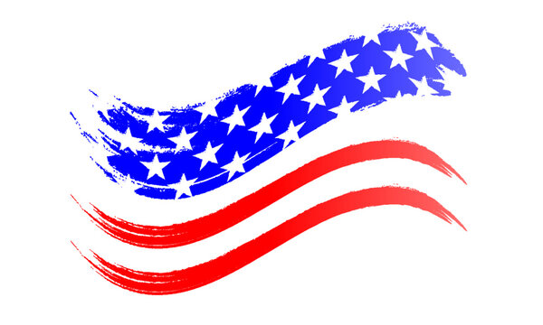 Brushstroke USA flag, vector art illustration.