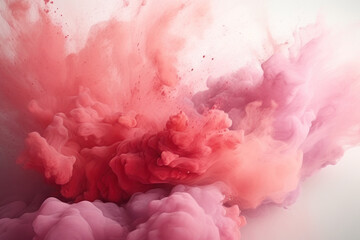 Abstract background, splashes of pink powder paint on a white background. Background for the site. AI generative