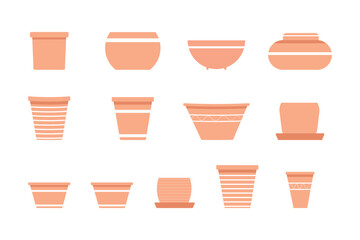 pots, ceramics, botanical pots illustration