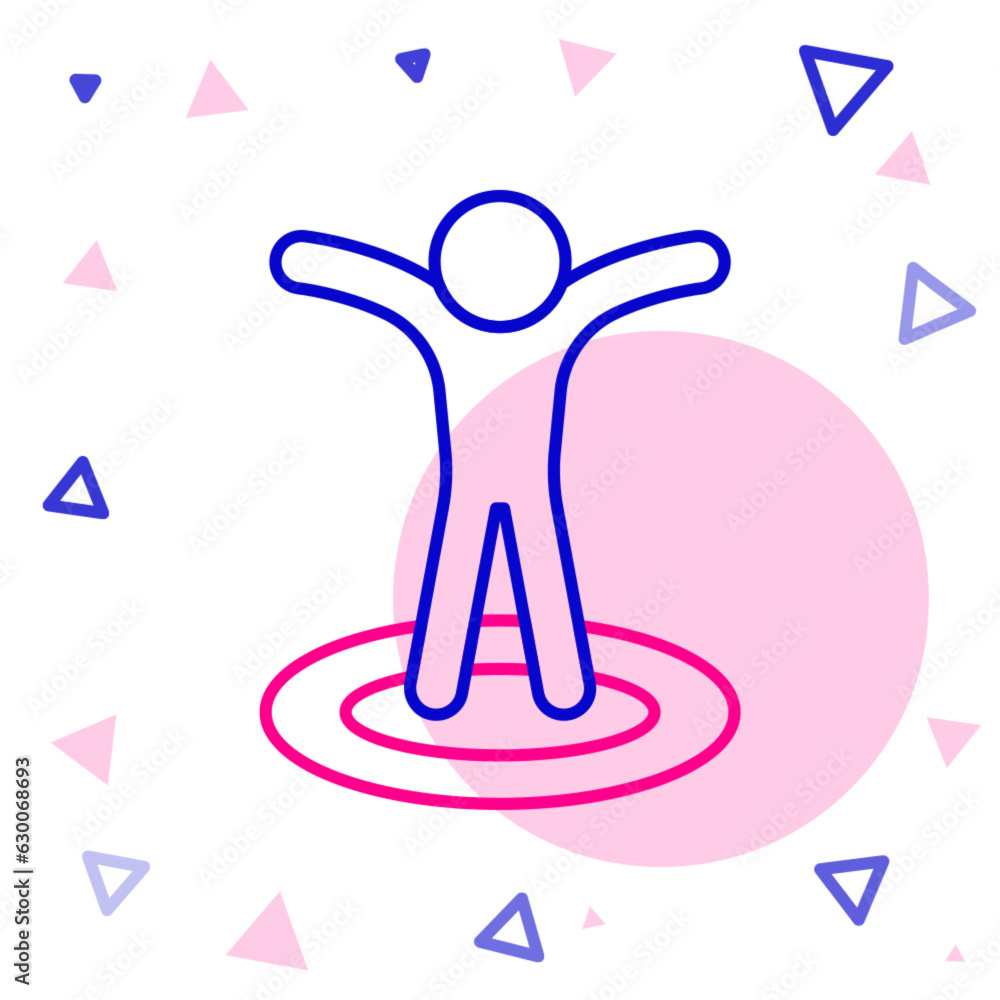 Poster line map marker with a silhouette of a person icon isolated on white background. gps location symbol