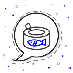 Line Canned fish icon isolated on white background. Colorful outline concept. Vector