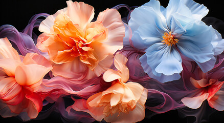 Obraz premium an abstract image of flowers with blue and purple swirls