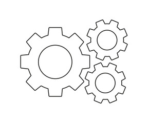 Gears wheel continuous line vector illustration. Round wheel metal symbol company template for business teamwork concept.