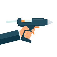 Electric hot glue gun with glue sticks. Vector illustration.