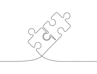 Puzzles continuous line art puzzle game. Metaphor of problem solving, solution, and strategy.