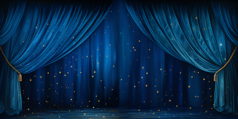  Blue curtain stage Background  Mesmerizing Blue Curtain Setting for Shows Blue Stage Drapery: A Stunning Background 