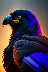 Fototapeta premium A colorful eagle bird with a colorful background, A close up of a bird.