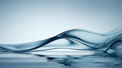 A Minimalistic Dance of Light and Shadow on a Gentle Stream of Water, abstract blue wave