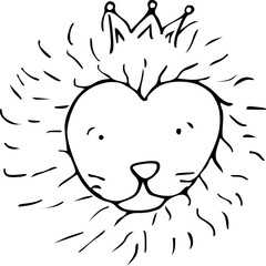 King lion line vector illustration 