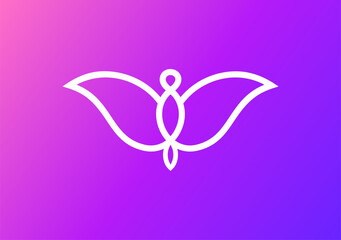 Stylish line design with a human with wings symbol exudes grace and empowerment with artistic flair