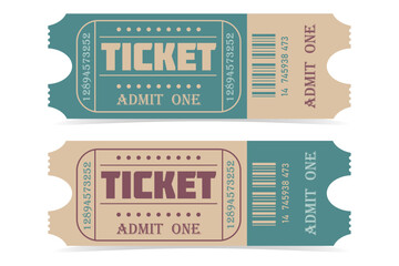 Two Retro Ticket templates in blue and beige colors	
