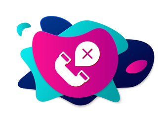 Color Declined or missed phone call icon isolated on white background. Telephone handset. Phone sign. Abstract banner with liquid shapes. Vector