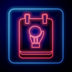 Glowing neon Boxing glove icon isolated on black background. Vector