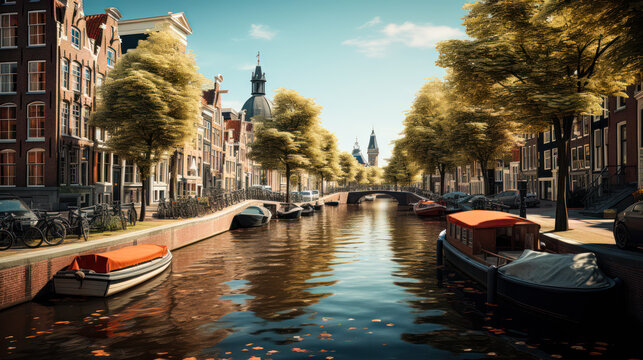 Serene Canal Boats - Reflections in a Traditional City