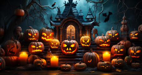 Halloween Festivity: Ghostly Pumpkins and Haunting Lanterns