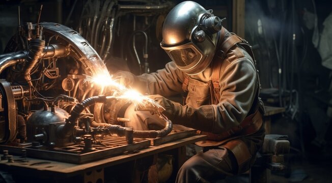 welder working in the factory, welder working in the workshop