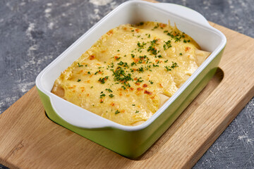 Italian Lasagna Bolognese and Mozzarella Cheese
