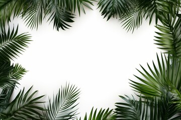 Fototapeta na wymiar Palm leaves frame isolated on white background cutout , generative ai