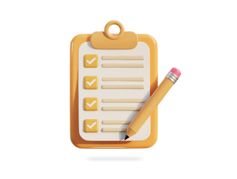 3d clipboard icon with todo list icon 3d vector illustration