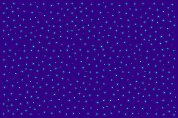 Bright texture. Purple background with turquoise sparkles. Purple card with glitter particles. Dark background with little stars