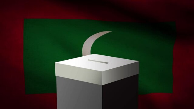 Casting vote into the ballot box during Maldives election