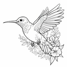 Obraz premium coloring book for children with birds, coloring with felt-tip pens and pencils on the theme of ornithology. The development of fine motor skills in children. Generative AI