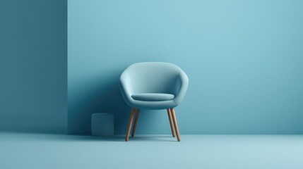 Blue armchair on blue background