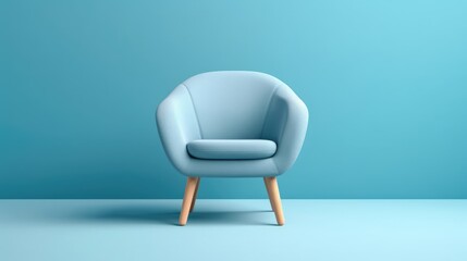 Blue armchair on blue background